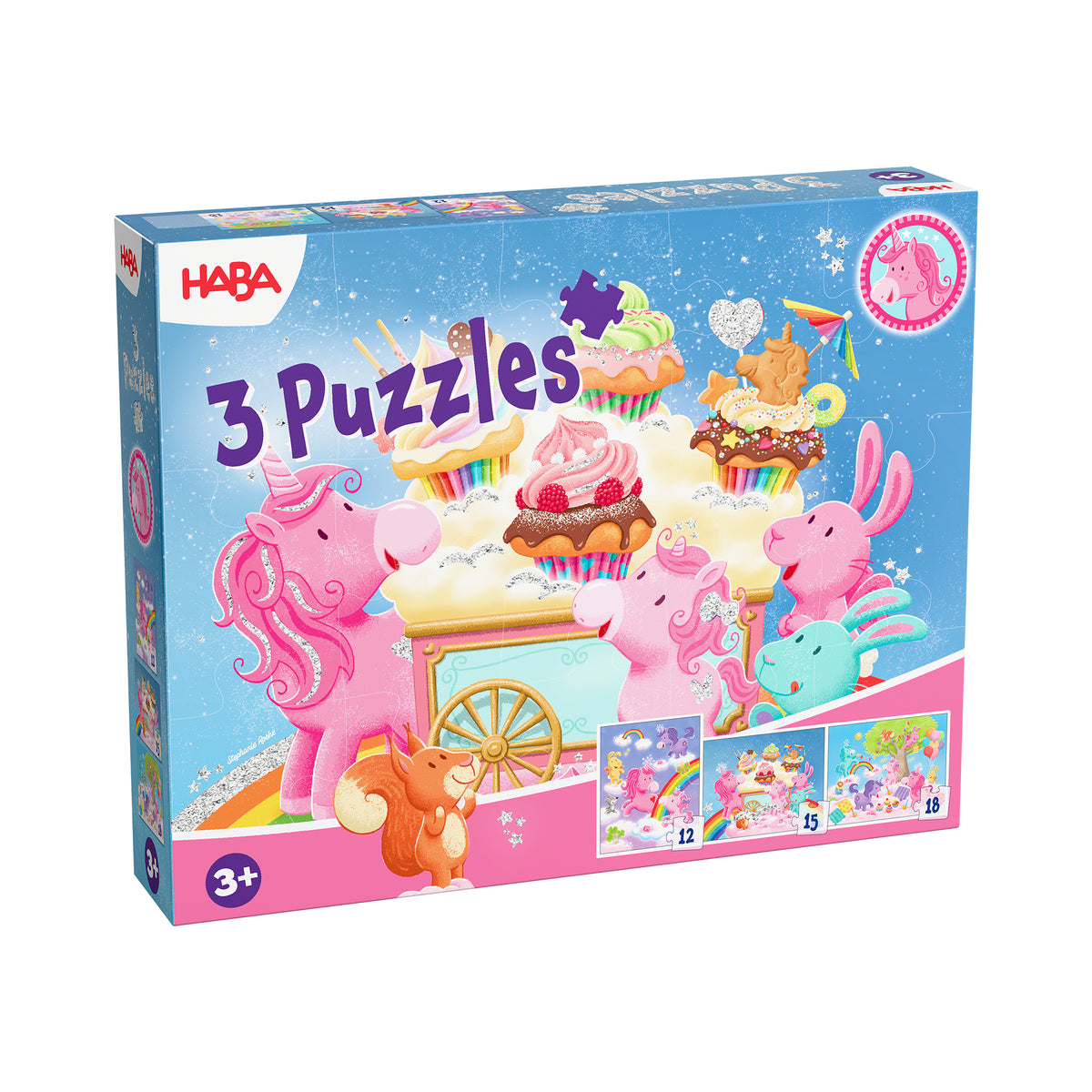 3 Puzzles Unicórnio da Sorte (12, 15 e 18p.)