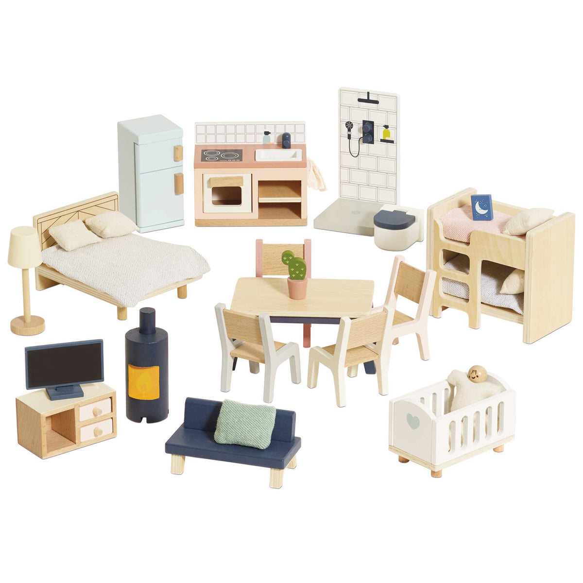 Conjunto Móveis Básico para Casa de Bonecas