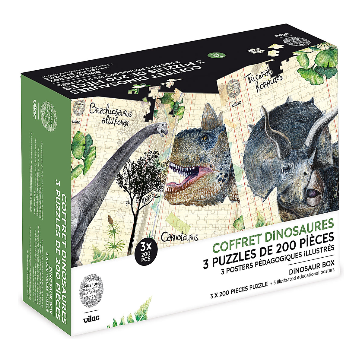 3 Dinosaur Puzzles 200 pieces