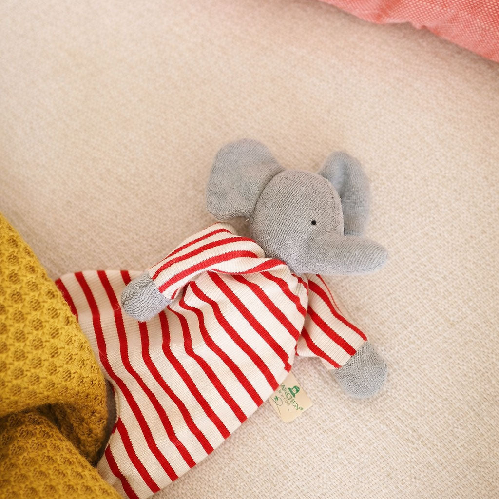 Red Striped Elephant Comforter Toy